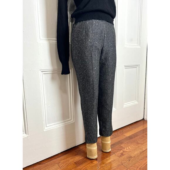 J.Crew Festive wool grey high waisted straight pants with sequin sparkles glam - Picture 2 of 7